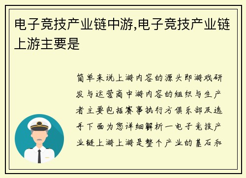 电子竞技产业链中游,电子竞技产业链上游主要是